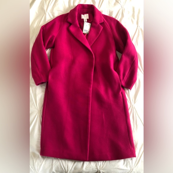H&M Zara Copy Fuchsia Oversized Coat Size XS NWT - Picture 3 of 8